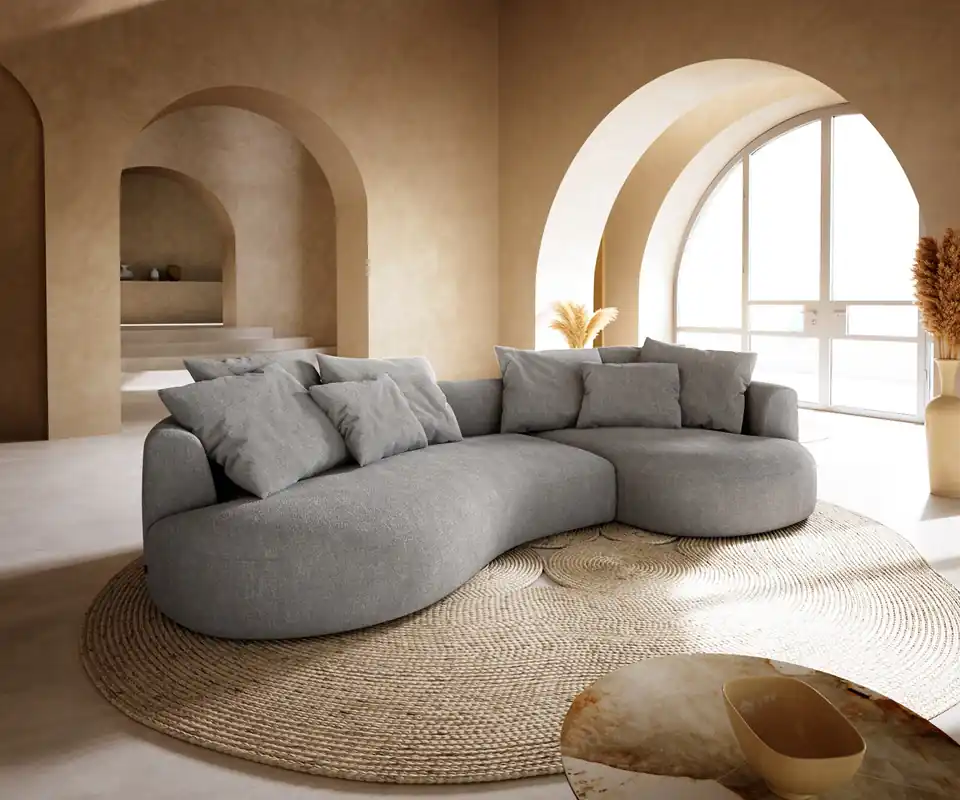 Saisonangebot Big-Sofa Edina 330x170 cm Strukturstoff Soft Grau