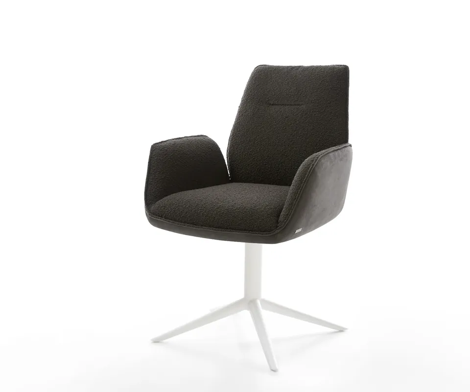 Bestseller Drehstuhl Zoa-Flex Materialmix Schwarz Fußkreuz Weiß 360° drehbar Wippfunktion Taschenfederkern