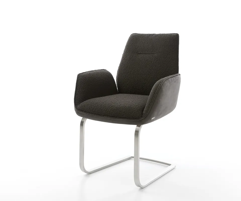 Jetzt Kaufen Freischwinger Zoa-Flex Materialmix Schwarz Freischwinger flach Edelstahl Taschenfederkern