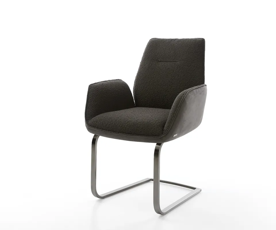 Schnäppchen Freischwinger Zoa-Flex Materialmix Schwarz Freischwinger flach Graphit Taschenfederkern