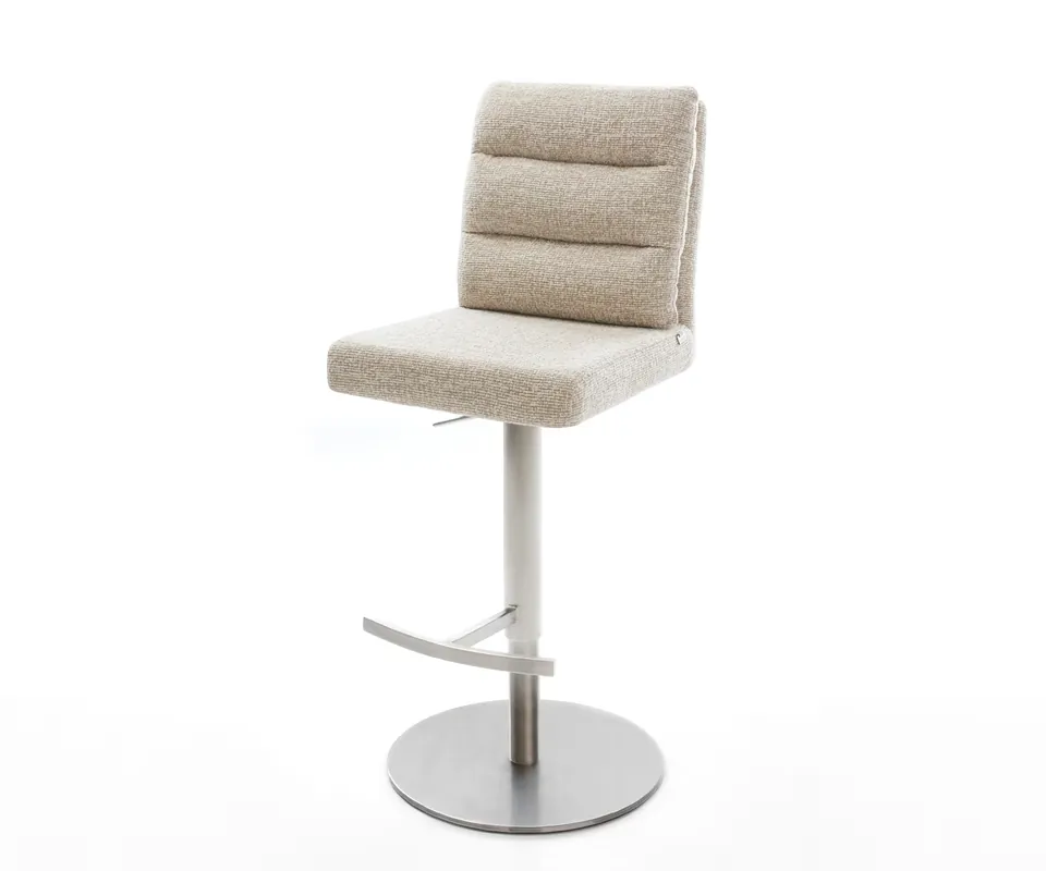 Top-Seller Barstuhl Pela-Flex Webstoff Soft Beige Drehfuß höhenverstellbar Edelstahl Silberfarben