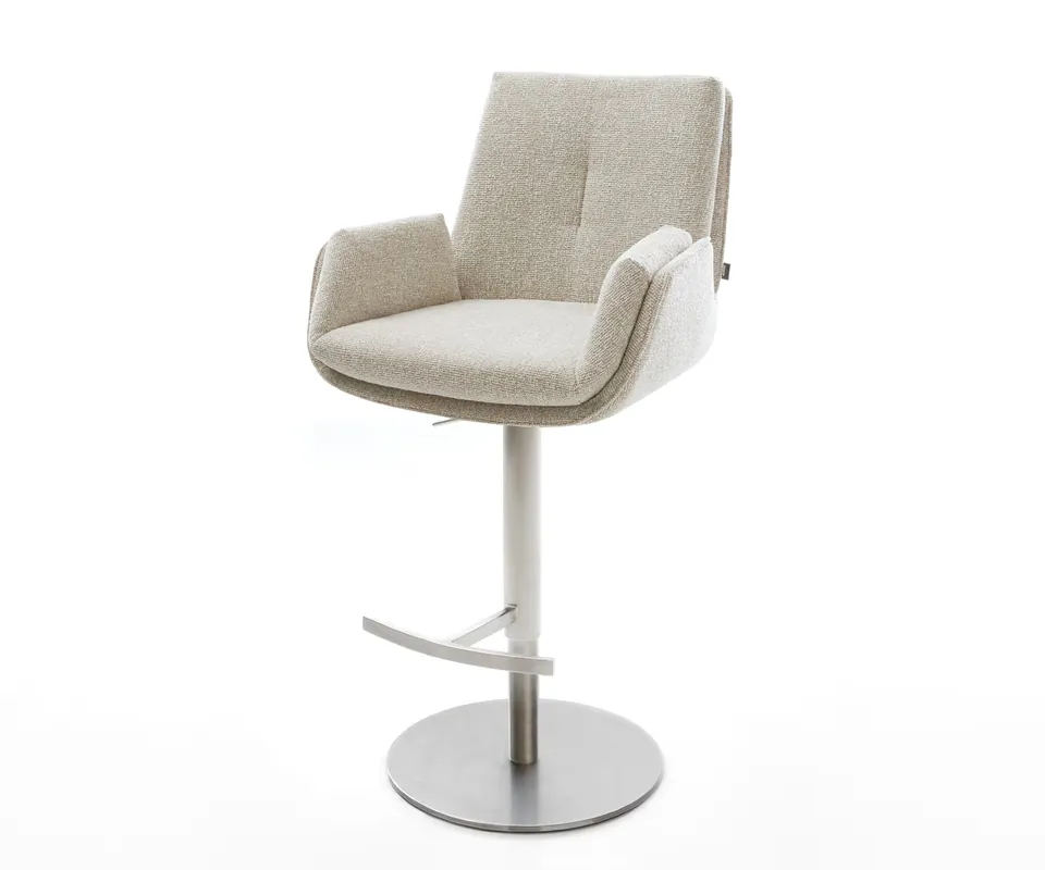 Barstuhl Clea-Flex Webstoff Soft Beige Drehfuß höhenverstellbar Edelstahl Silberfarben Top-Preis