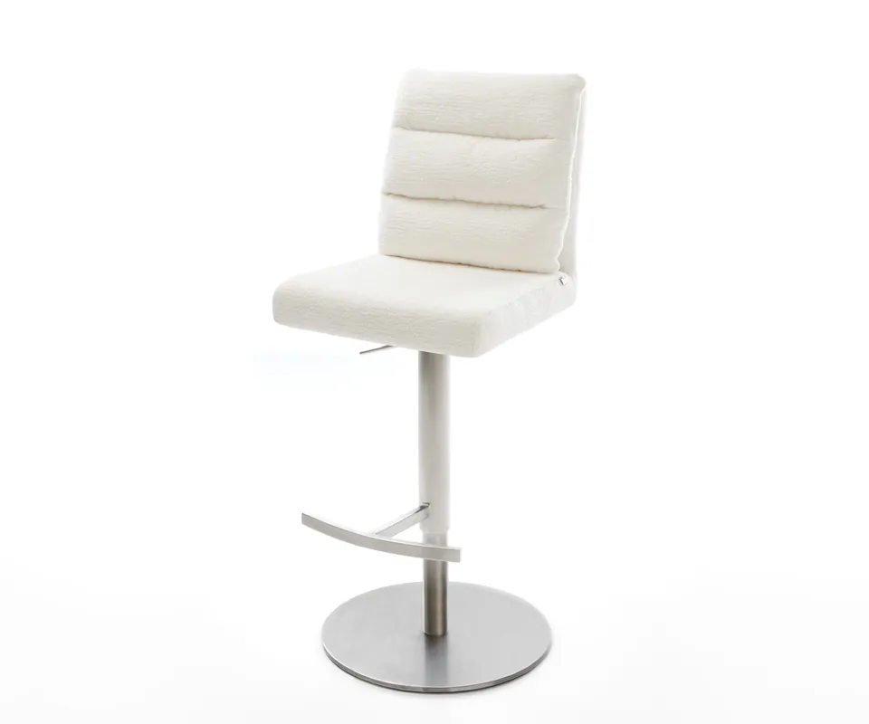 Barstuhl Pela-Flex Bouclé Soft Beige Drehfuß höhenverstellbar Edelstahl Silberfarben Must-Have