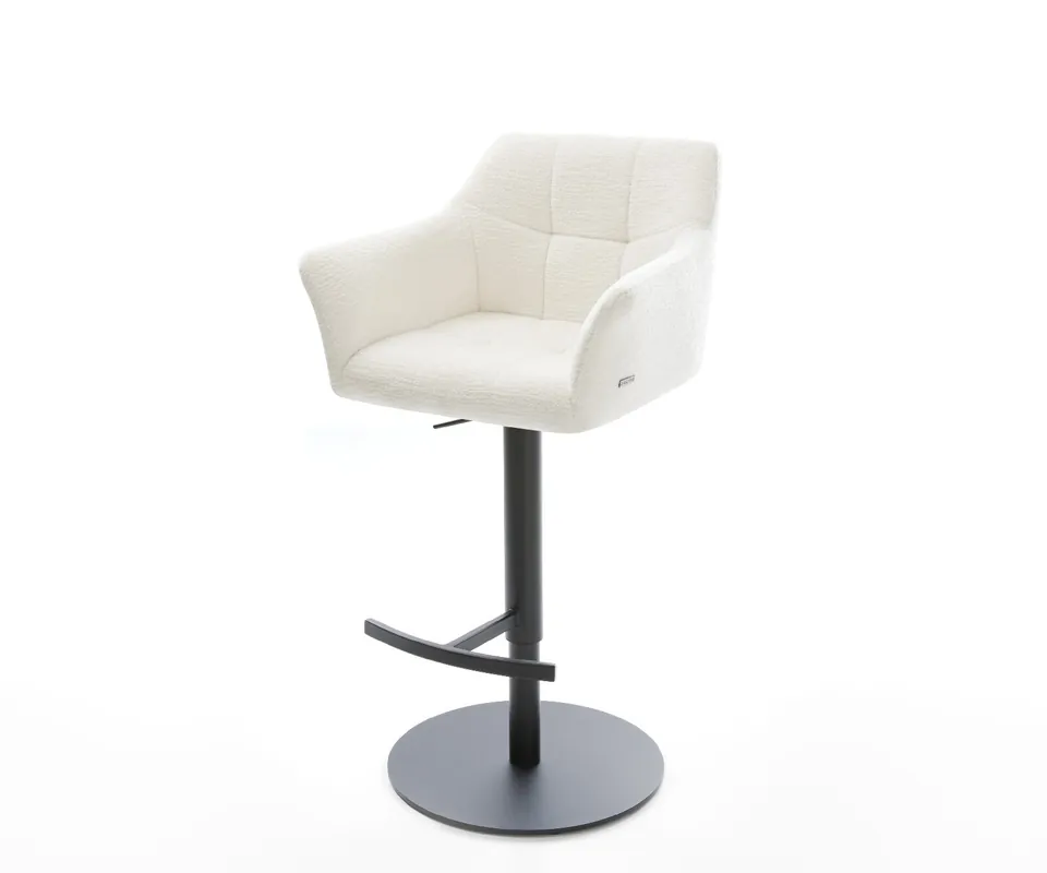 Barstuhl Yulo-Flex Bouclé Soft Beige Drehfuß höhenverstellbar Metall Schwarz Günstig