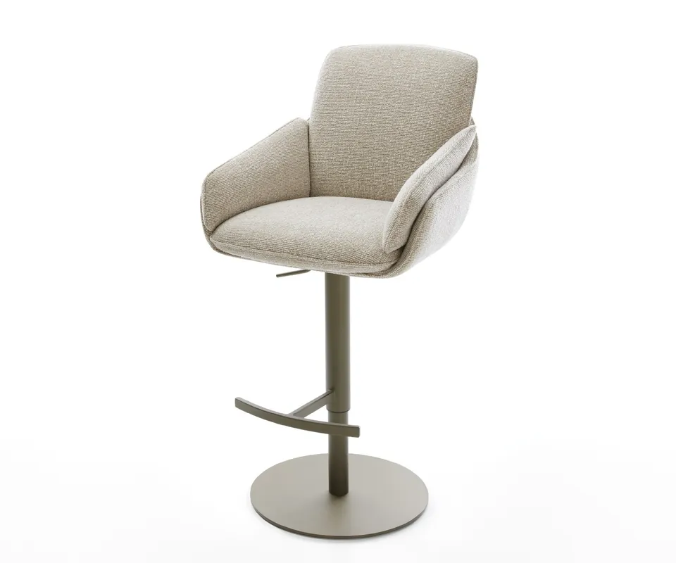Echt Barstuhl Luan-Flex Webstoff Soft Beige Drehfuß höhenverstellbar Metall Titanfarben