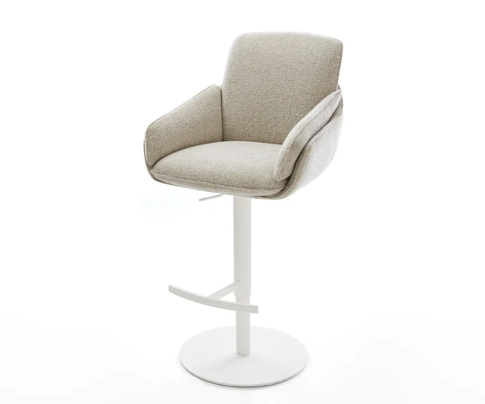 Sale Barstuhl Luan-Flex Webstoff Soft Beige Drehfuß höhenverstellbar Metall Weiß