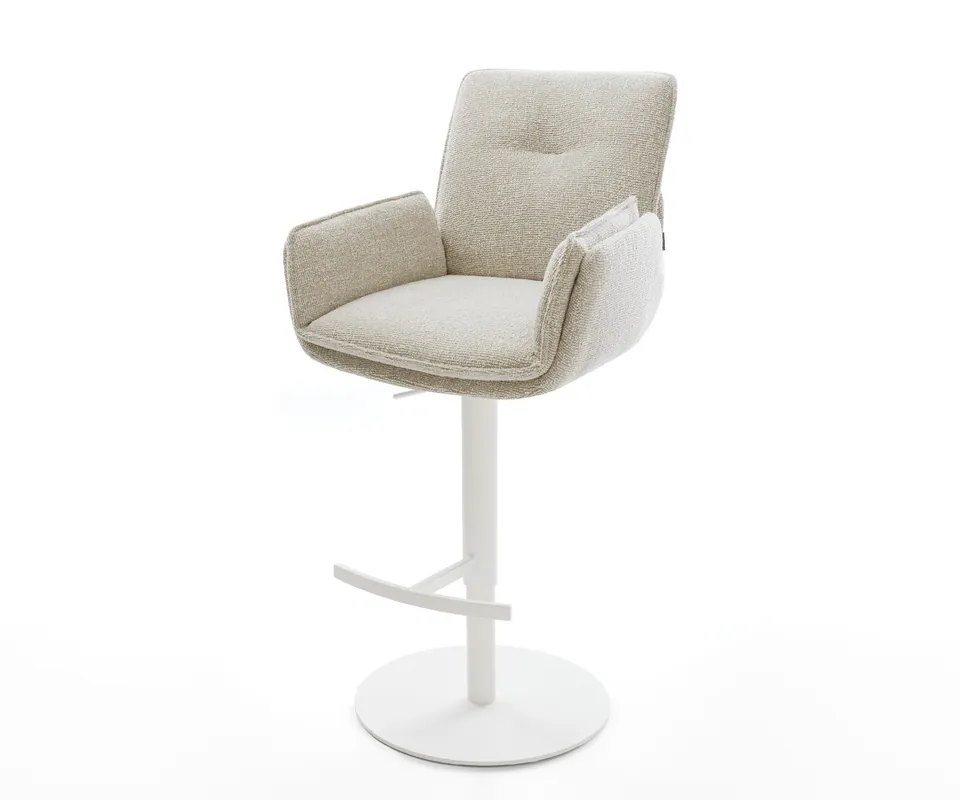 Top-Angebot Barstuhl Nela-Flex Webstoff Soft Beige Drehfuß höhenverstellbar Metall Weiß