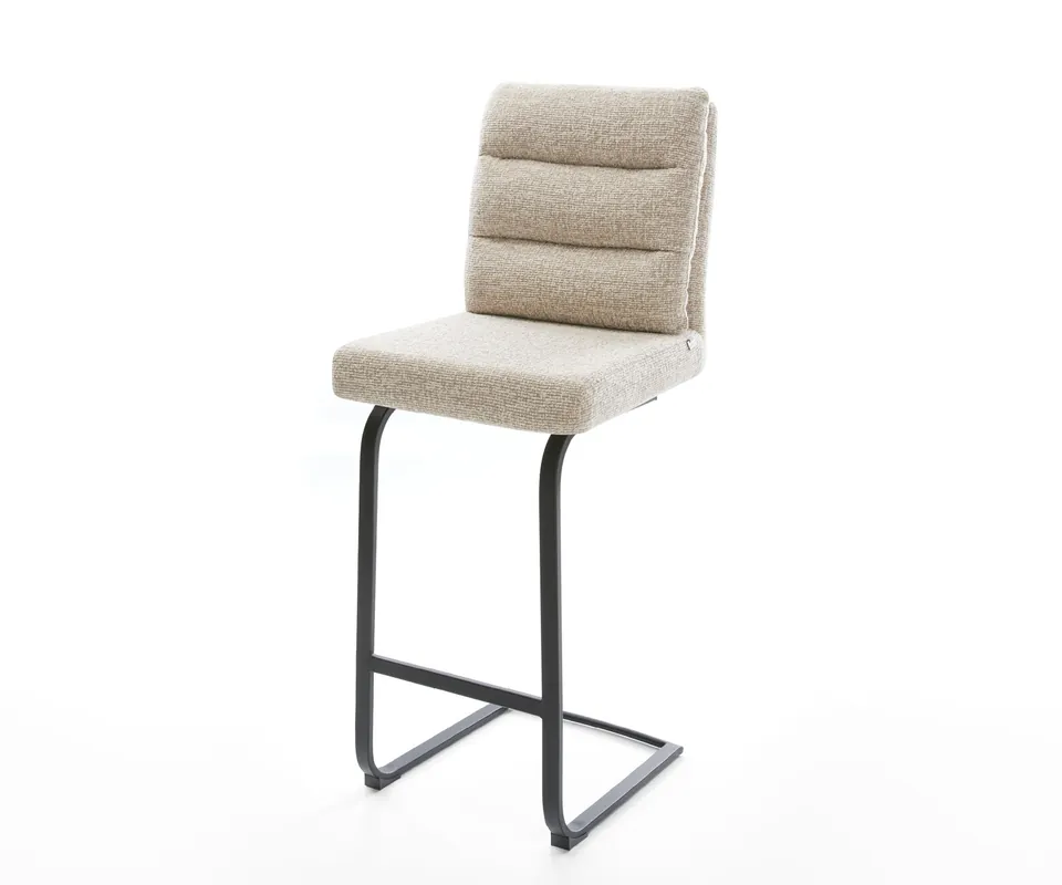 Barstuhl Pela-Flex Webstoff Soft Beige Freischwinger Flach Metall Schwarz Rabatt