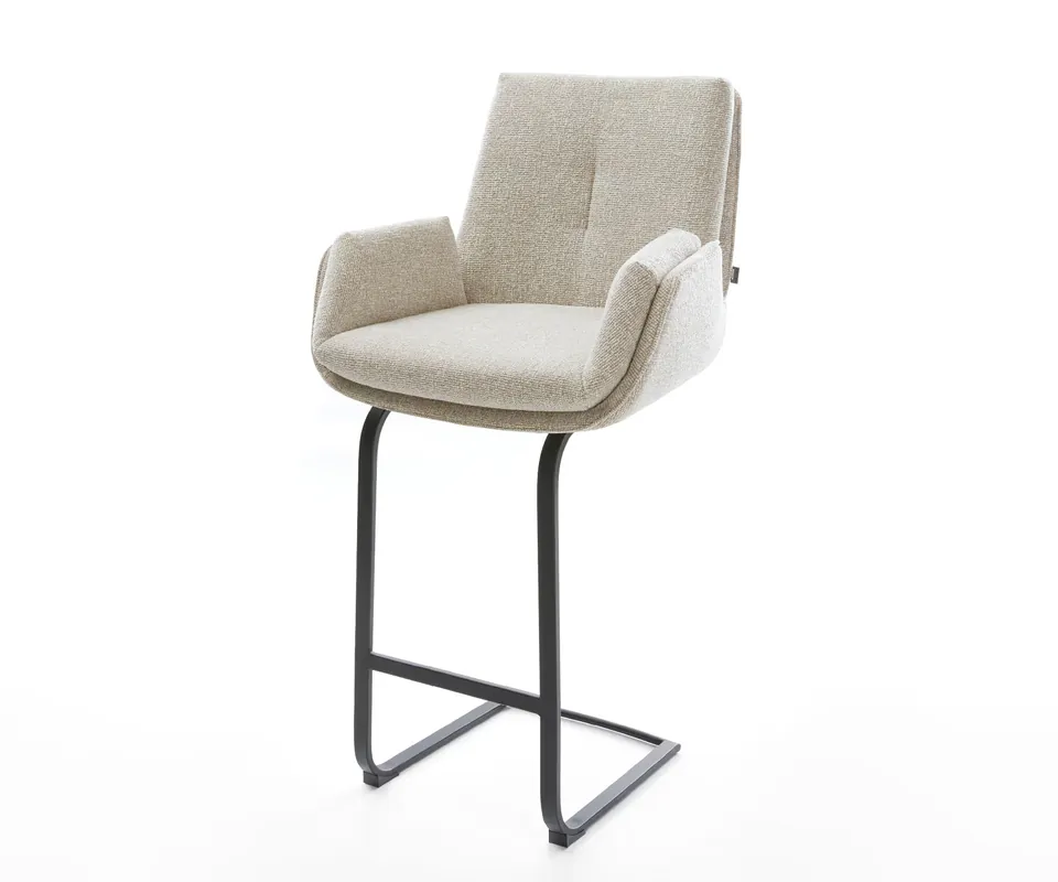 Barstuhl Clea-Flex Webstoff Soft Beige Freischwinger Flach Metall Schwarz Aktuell
