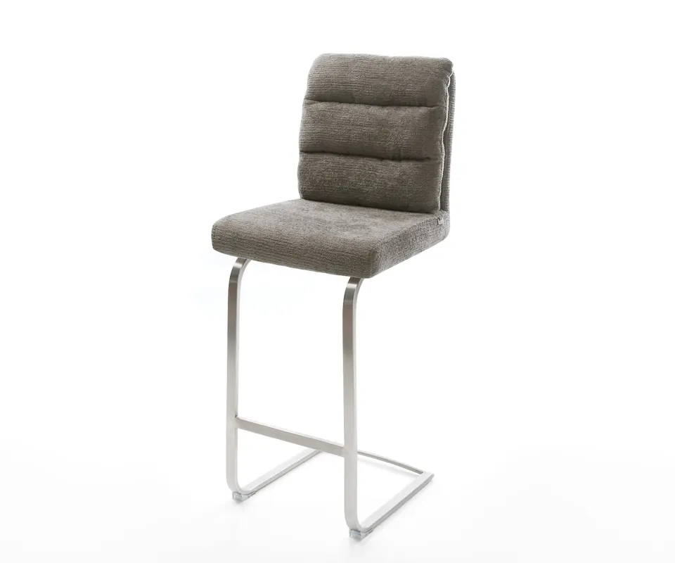 Barstuhl Pela-Flex Bouclé Soft Schlamm Freischwinger Flach Edelstahl Silberfarben Schneller Versand