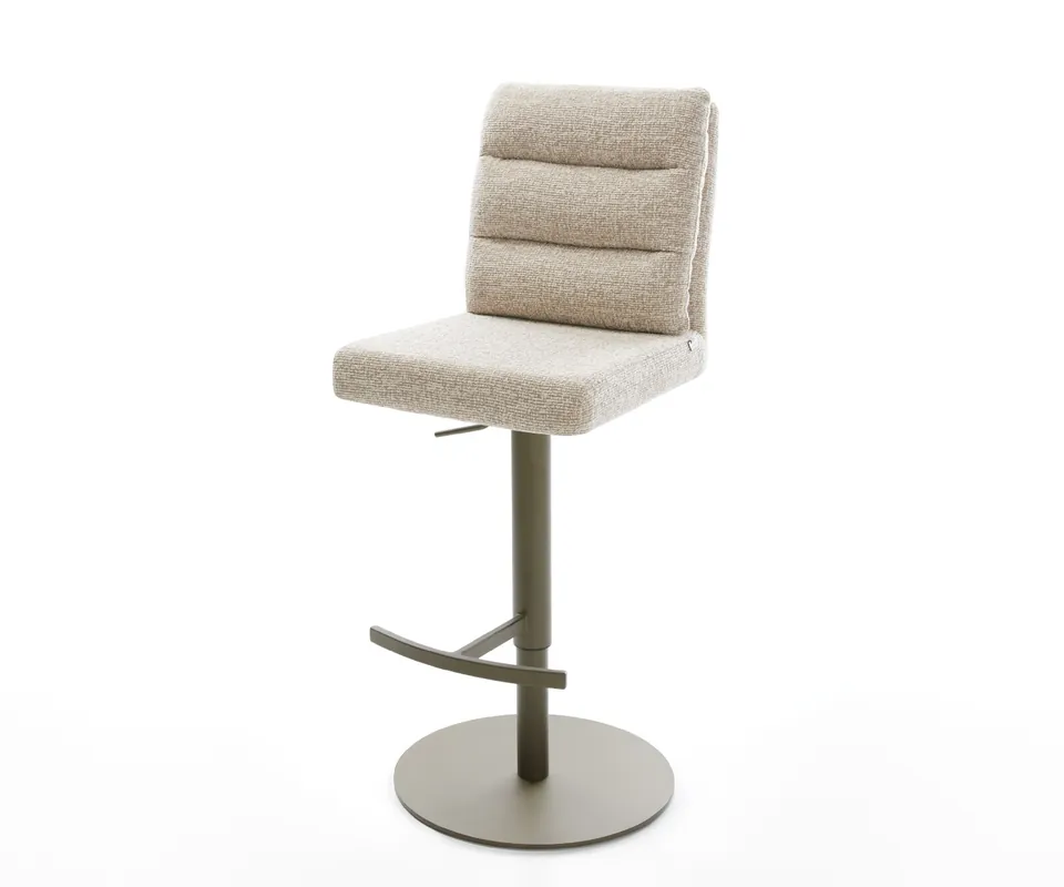 Barstuhl Pela-Flex Webstoff Soft Beige Drehfuß höhenverstellbar Metall Titanfarben Preis Gesenkt