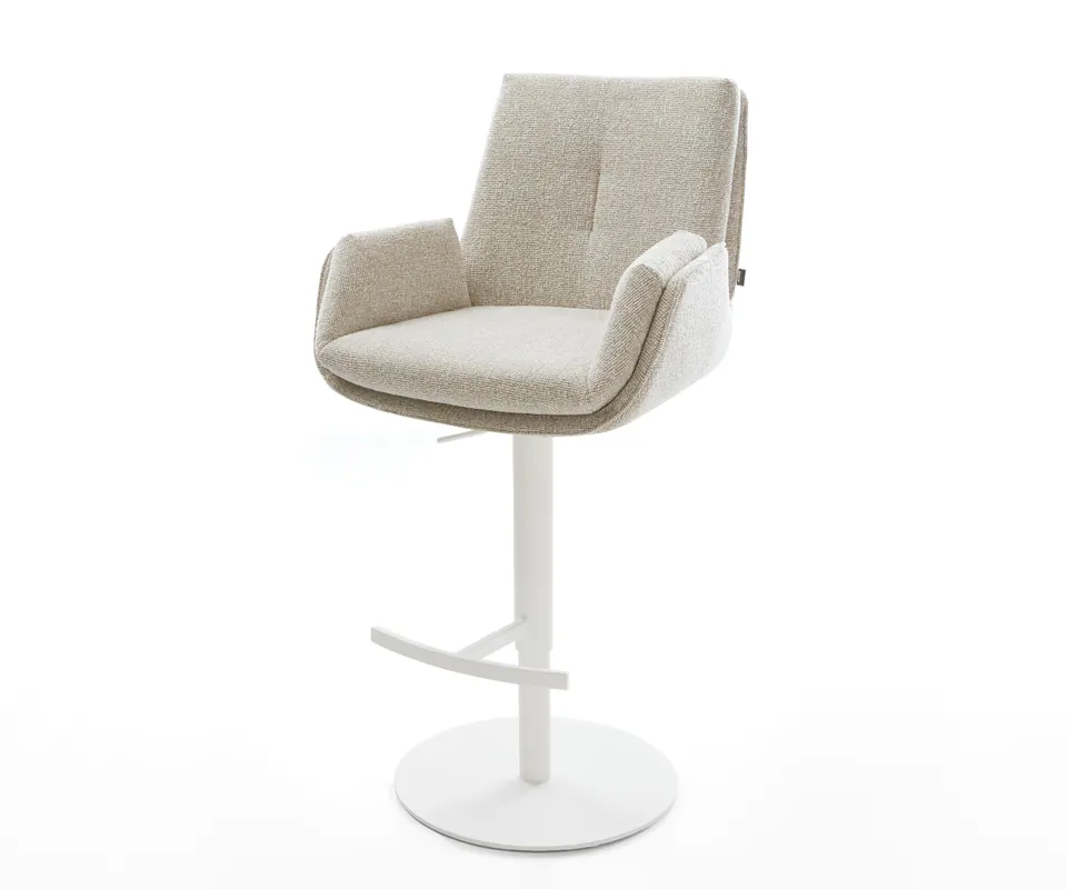 Saisonangebot Barstuhl Clea-Flex Webstoff Soft Beige Drehfuß höhenverstellbar Metall Weiß