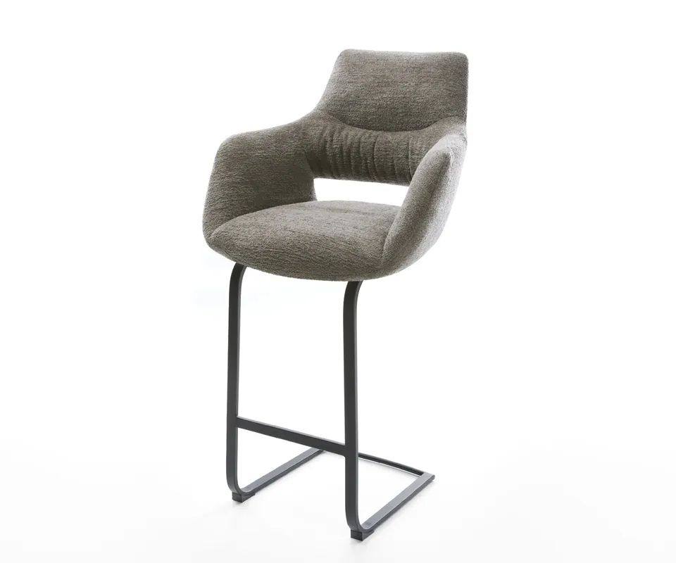Sichere Zahlung Barstuhl Yago-Flex Bouclé Soft Schlamm Freischwinger Flach Metall Schwarz Taschenfederkern