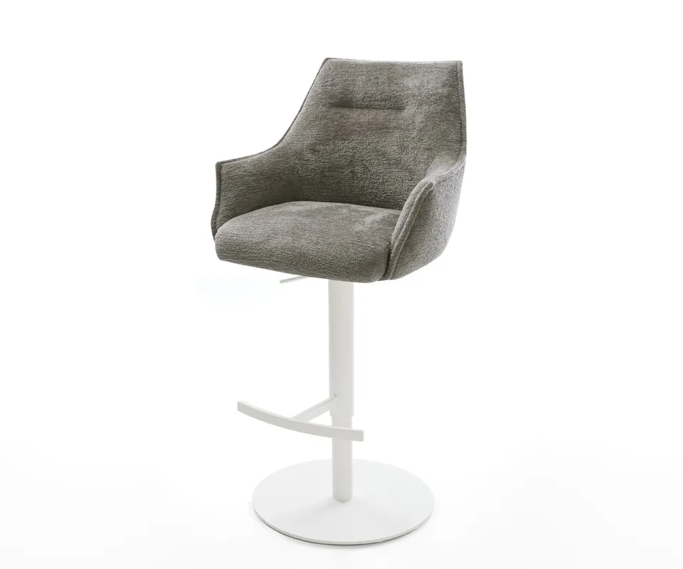 Barstuhl Alja-Flex Bouclé Soft Schlamm Drehfuß höhenverstellbar Metall Weiß Taschenfederkern Heißes Angebot