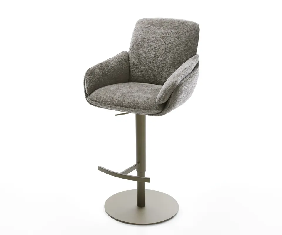 Barstuhl Luan-Flex Bouclé Soft Schlamm Drehfuß höhenverstellbar Metall Titanfarben Top-Angebot