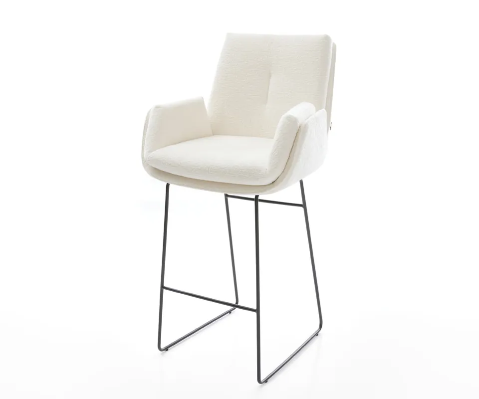 Aktuell Barstuhl Clea-Flex Bouclé Soft Beige Kufengestell Metall Schwarz