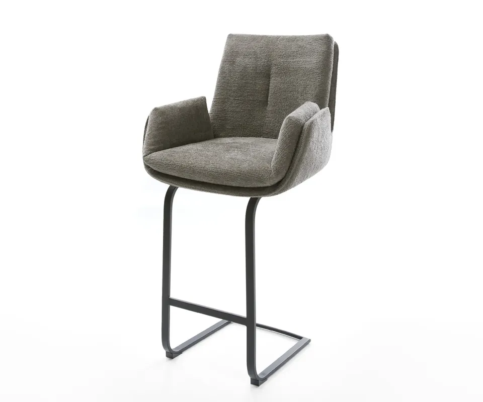 Barstuhl Clea-Flex Bouclé Soft Schlamm Freischwinger Flach Metall Schwarz Schneller Versand
