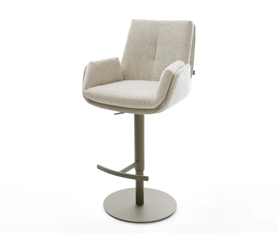 Begrenztes Angebot Barstuhl Clea-Flex Webstoff Soft Beige Drehfuß höhenverstellbar Metall Titanfarben