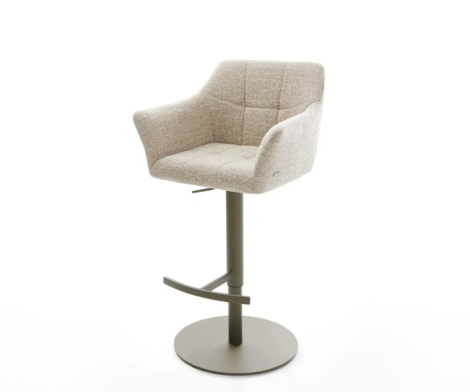 Bestseller Barstuhl Yulo-Flex Webstoff Soft Beige Drehfuß höhenverstellbar Metall Titanfarben