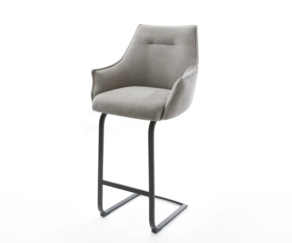Direkt Vom Hersteller Barstuhl Alja-Flex Strukturstoff Soft Grau Freischwinger Flach Metall Schwarz Taschenfederkern