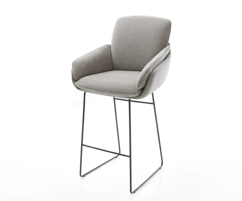 Neue Kollektion Barstuhl Luan-Flex Strukturstoff Soft Grau Kufengestell Metall Schwarz