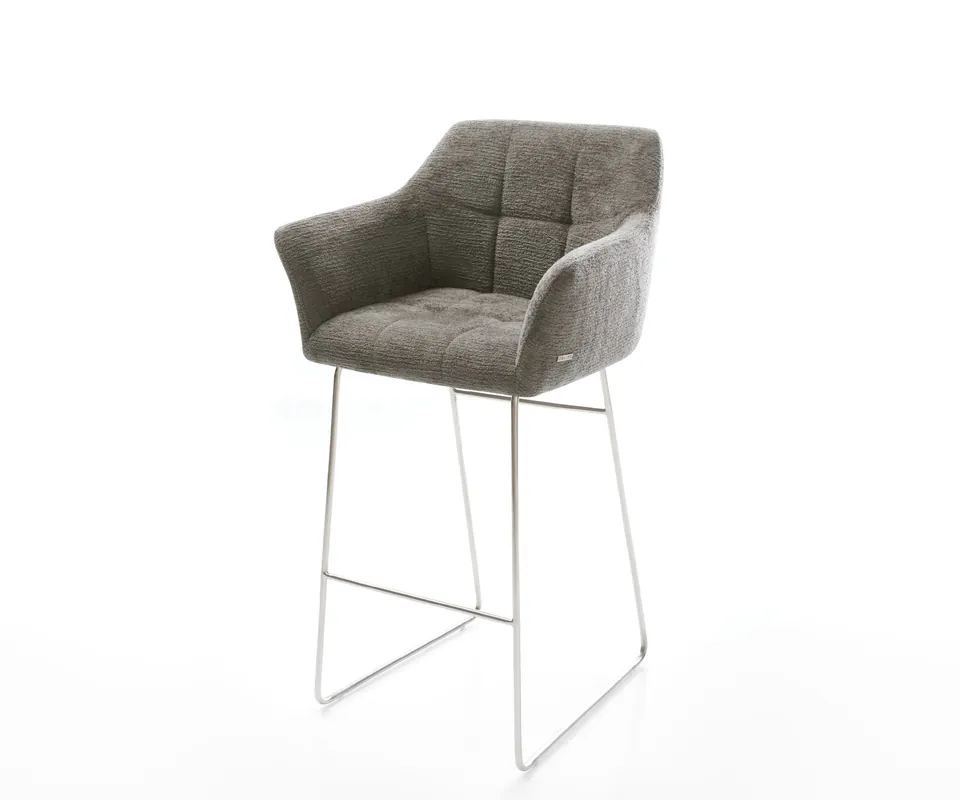 Billig Barstuhl Yulo-Flex Bouclé Soft Schlamm Kufengestell Edelstahl Silberfarben