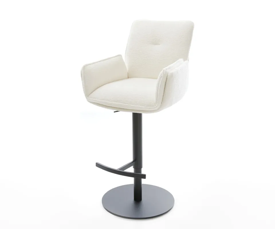 Barstuhl Nela-Flex Bouclé Soft Beige Drehfuß höhenverstellbar Metall Schwarz Markenware