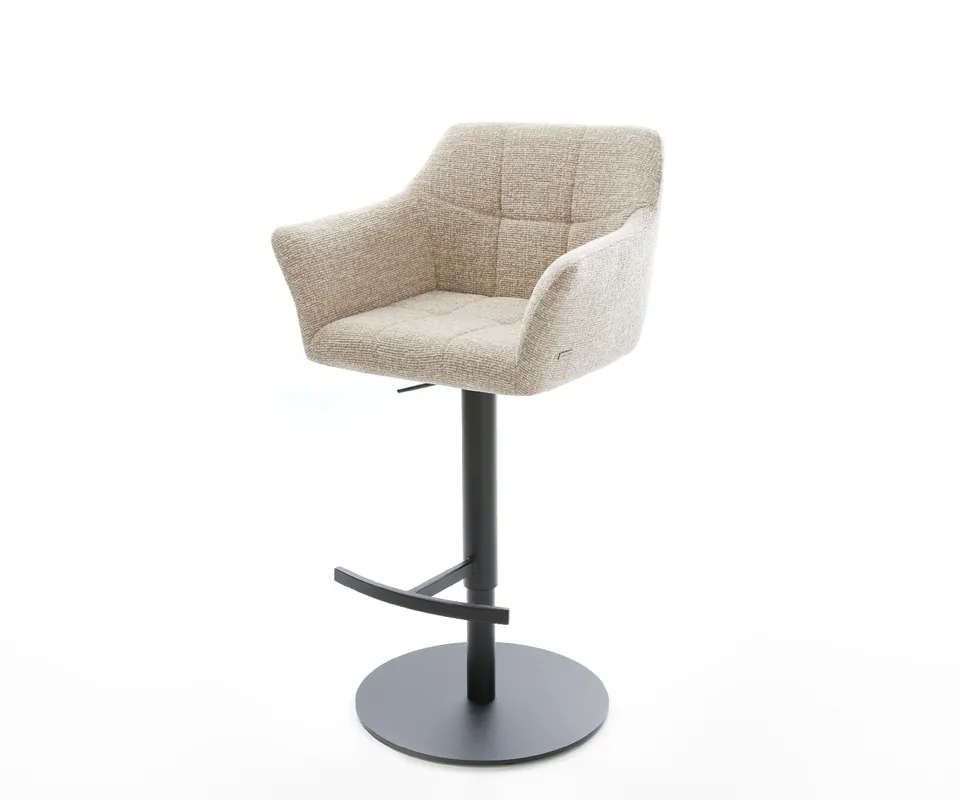 Schnäppchen Barstuhl Yulo-Flex Webstoff Soft Beige Drehfuß höhenverstellbar Metall Schwarz