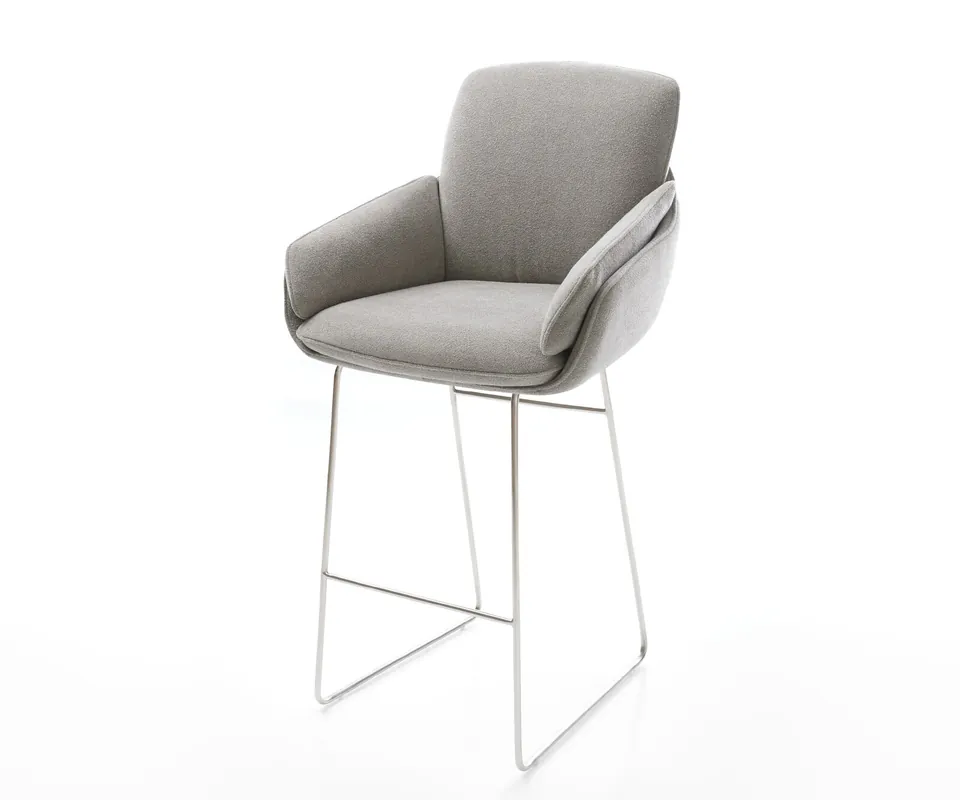 Barstuhl Luan-Flex Strukturstoff Soft Grau Kufengestell Edelstahl Silberfarben Saisonangebot