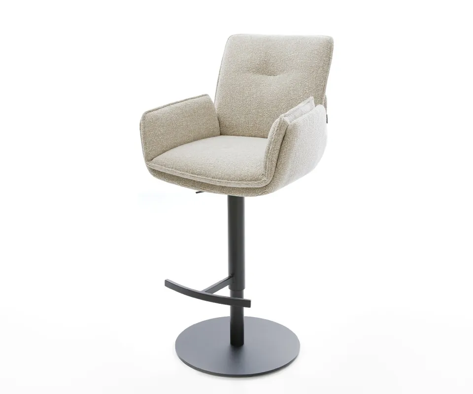 Knallerangebot Barstuhl Nela-Flex Webstoff Soft Beige Drehfuß höhenverstellbar Metall Schwarz