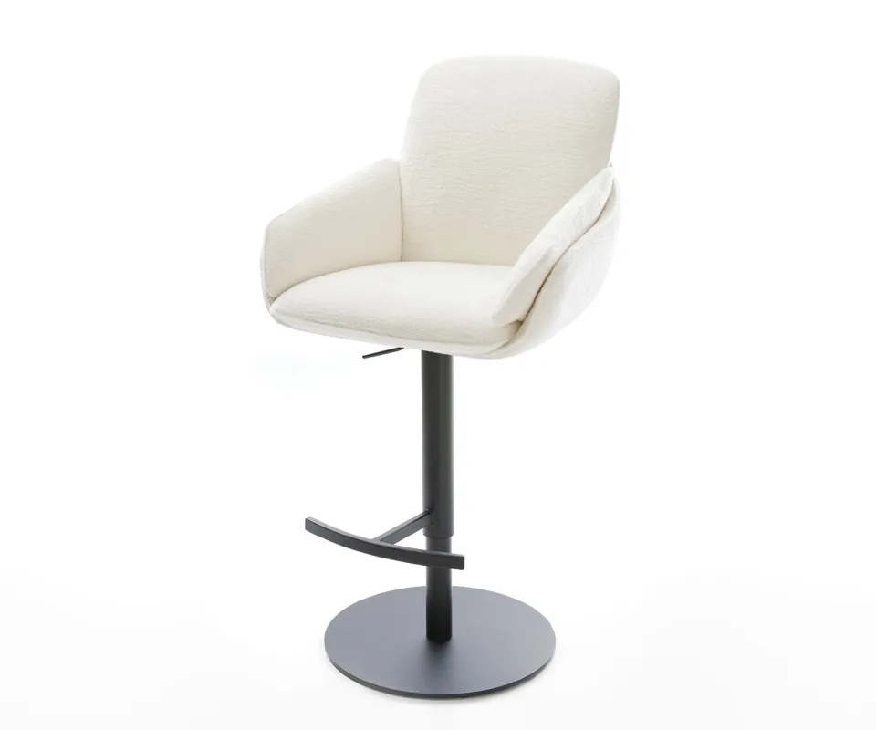 Barstuhl Luan-Flex Bouclé Soft Beige Drehfuß höhenverstellbar Metall Schwarz Zertifiziert