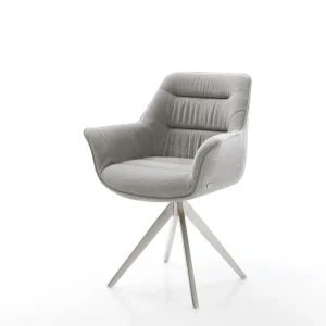Aktuell Drehstuhl Kaira-Flex Strukturstoff Soft Grau Kreuzgestell kantig Edelstahl 180° drehbar