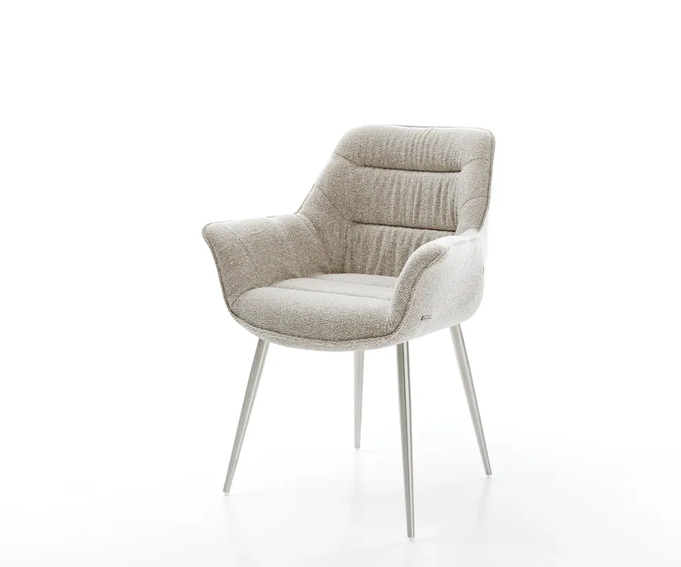 Direktkauf Esszimmerstuhl Kaira-Flex Webstoff Soft Beige 4-Fuß konisch Edelstahl
