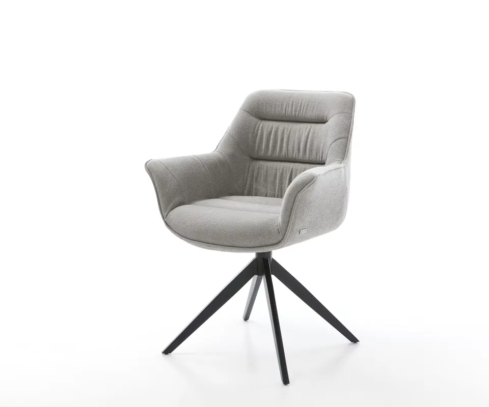 Sale Drehstuhl Kaira-Flex Strukturstoff Soft Grau Kreuzgestell breit Schwarz 360° drehbar Wippfunktion