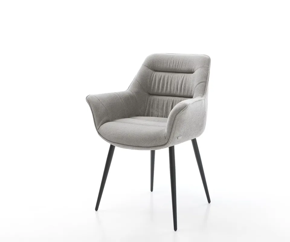 Günstig Esszimmerstuhl Kaira-Flex Strukturstoff Soft Grau 4-Fuß konisch Schwarz