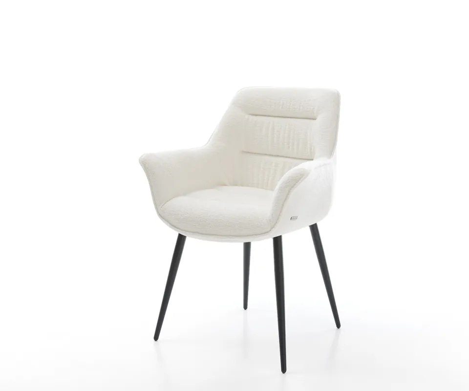 Schneller Versand Esszimmerstuhl Kaira-Flex Bouclé Soft Beige 4-Fuß konisch Schwarz
