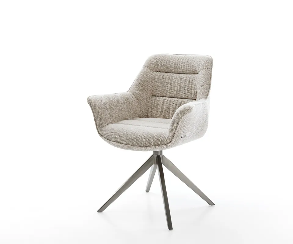 Zertifiziert Drehstuhl Kaira-Flex Webstoff Soft Beige Kreuzgestell breit Graphit 360° drehbar Wippfunktion