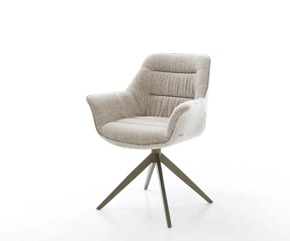 Schnäppchen Drehstuhl Kaira-Flex Webstoff Soft Beige Kreuzgestell breit Effektfinish Titan 360° drehbar Wippfunktion