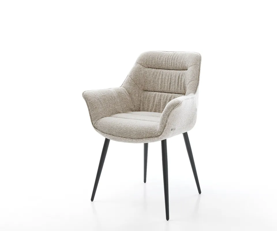 Kracherpreis Esszimmerstuhl Kaira-Flex Webstoff Soft Beige 4-Fuß konisch Schwarz