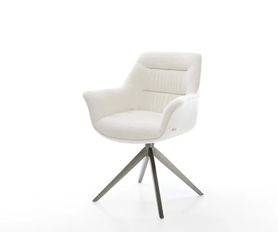 Versand Am Gleichen Tag Drehstuhl Kaira-Flex Bouclé Soft Beige Kreuzgestell breit Graphit 360° drehbar Wippfunktion