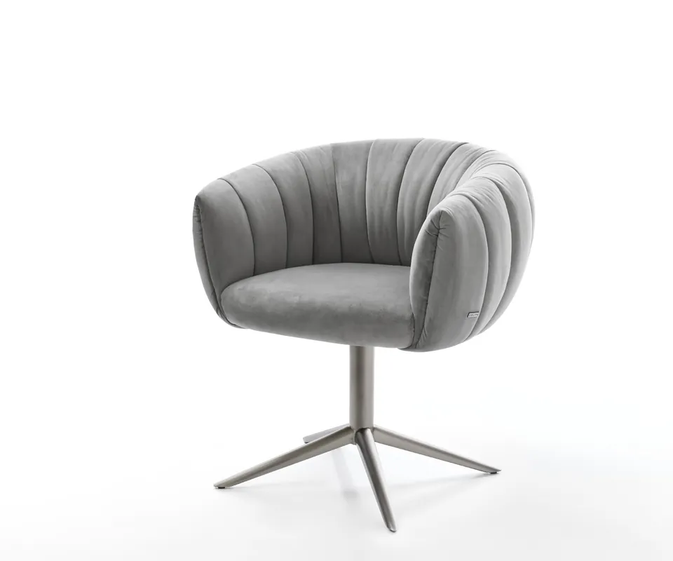 Drehstuhl Jada-Flex Samt Grau Fußkreuz Graphit 360° drehbar Wippfunktion Taschenfederkern Must-Have