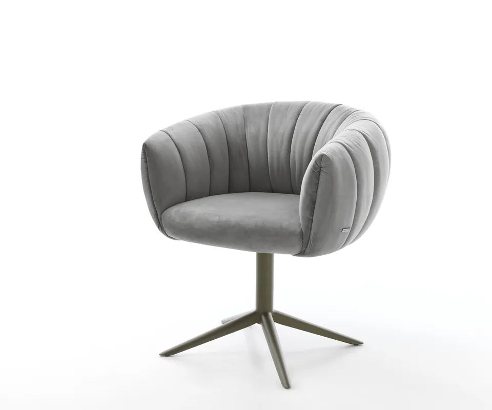 Zertifiziert Drehstuhl Jada-Flex Samt Grau Fußkreuz Effektfinish Titan 360° drehbar Wippfunktion Taschenfederkern
