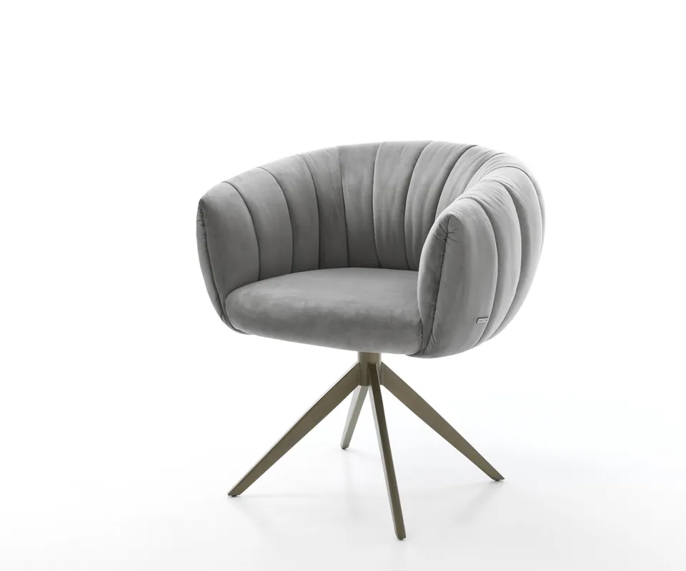 Drehstuhl Jada-Flex Samt Grau Kreuzgestell breit Effektfinish Titan 360° drehbar Wippfunktion Taschenfederkern Online Kaufen