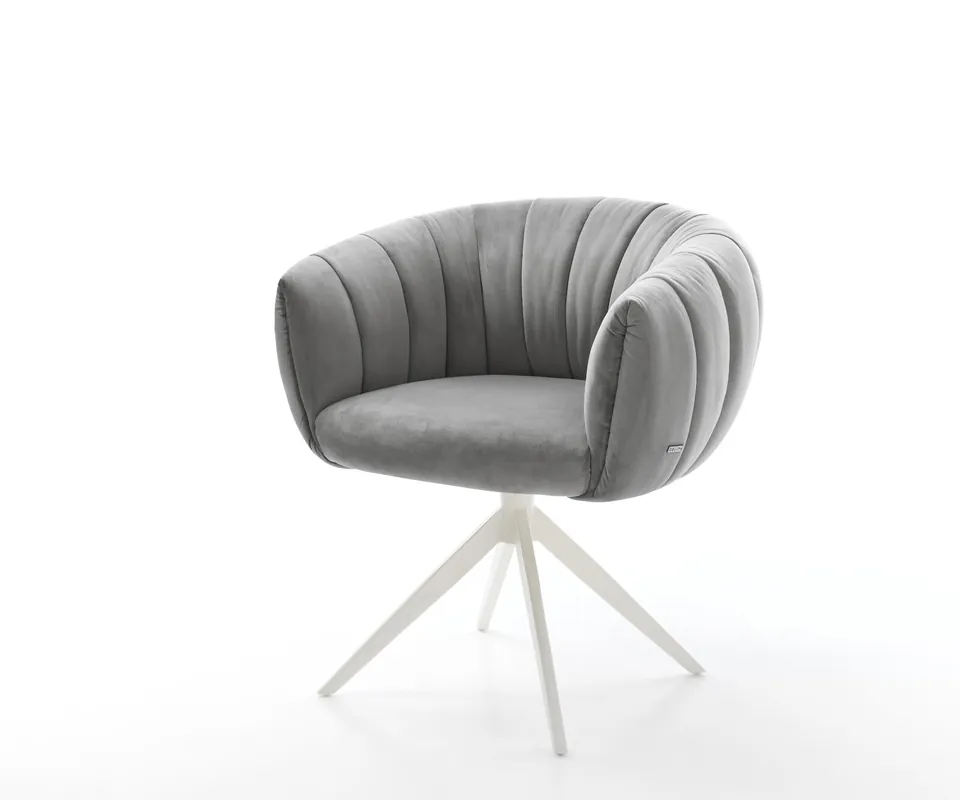Top-Angebot Drehstuhl Jada-Flex Samt Grau Kreuzgestell breit Weiß 360° drehbar Wippfunktion Taschenfederkern